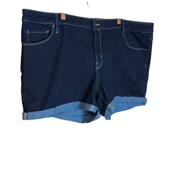 Ava & Viv Zip Fly Super Stretch Cuffed Midi Jean Denim Shorts Blue Size 24W - Picture 3 of 7